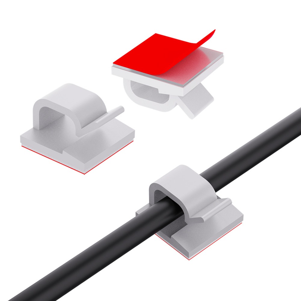 Desk Cable Clip - R Shape Transparent Plastic Cable Clip