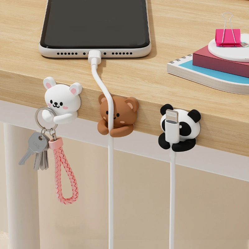 Desk Cable Clip - Cute Cartoon Desktop Cable Organizer Managers