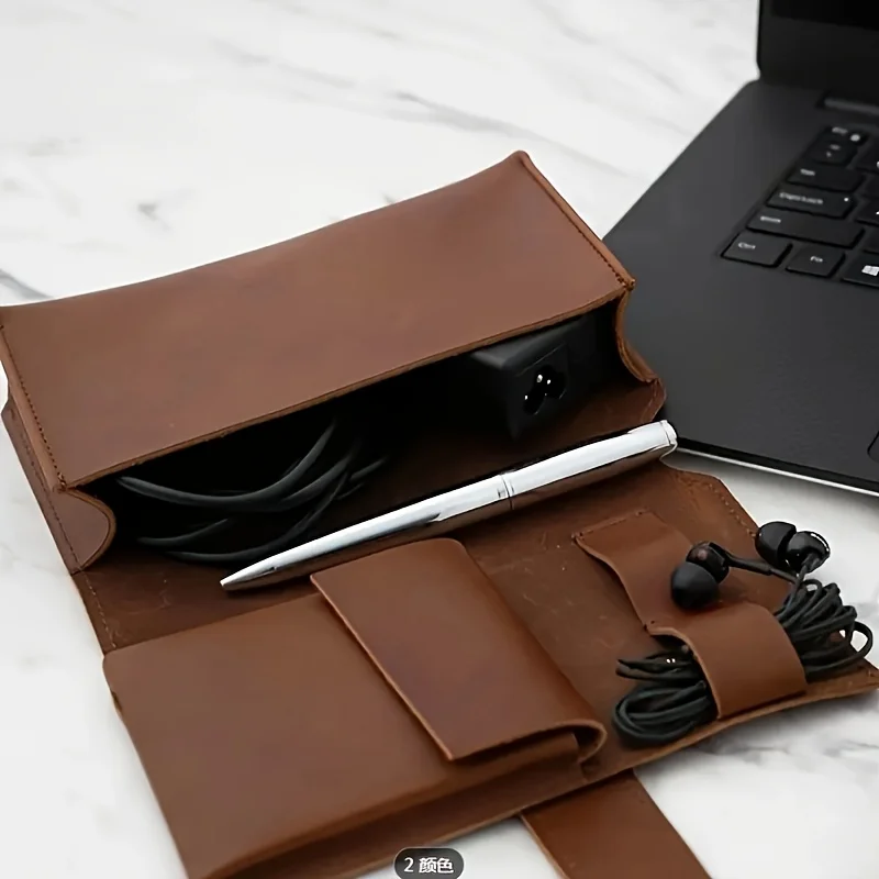Tech Accessories Travel Case - yesPU Leather Multi-Compartment Organizer-Portable Tech School