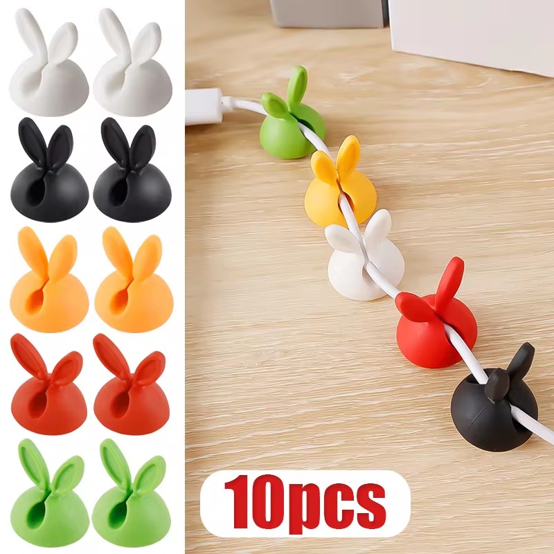 Desk Cable Clip - Cute Rabbit Ear Cable Manager Desktop