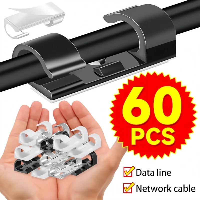 Desk Cable Clip - Wire Holder Wall Cable Clips Self
