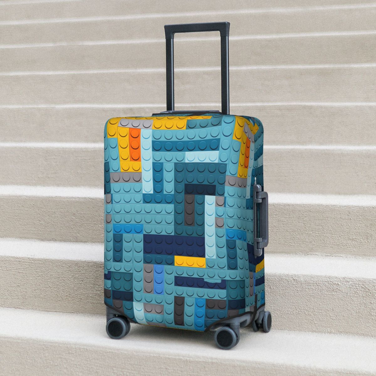 Tech Accessories Travel Case - Blue Tech Pixel Building Blocks Texture