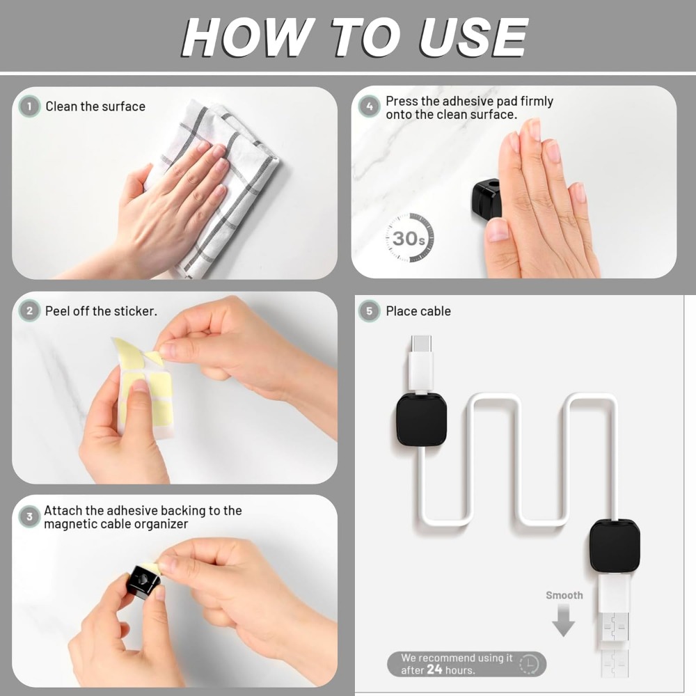 Magnetic Cable Clips for Cord  - đánh giá và giá Desk Cable Clip
